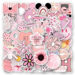 Roze bloemen stickers 50 stuks