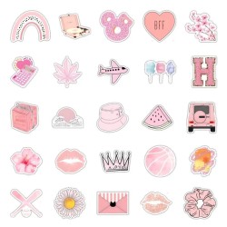 Roze bloemen stickers 50 stuks